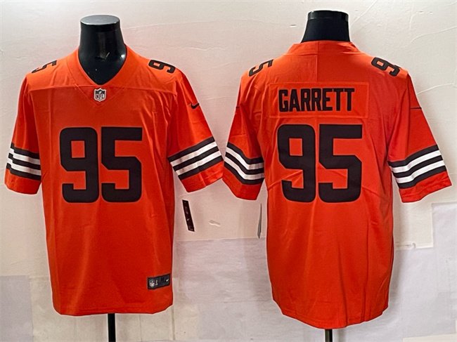 Orange Cleveland Browns #95 Myles Garrett Vapor Limited Stitched Football Jersey - CLB220