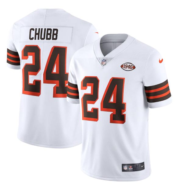 White Cleveland Browns #24 Nick Chubb 1946 Vapor Stitched Football Jersey - CLB160