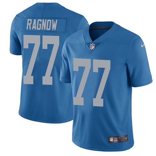 Nike Lions #77 Frank Ragnow Blue Throwback Stitched NFL Vapor Untouchable Limited Jersey - DTL350