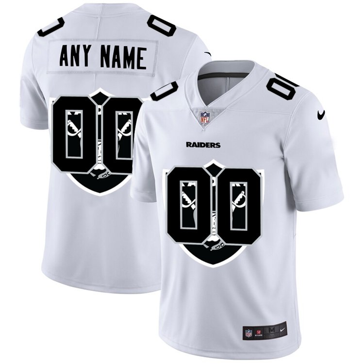 White Las Vegas Raiders Custom ACTIVE PLAYER Team Big Logo Vapor Untouchable Limited Stitched Jersey - LVR65