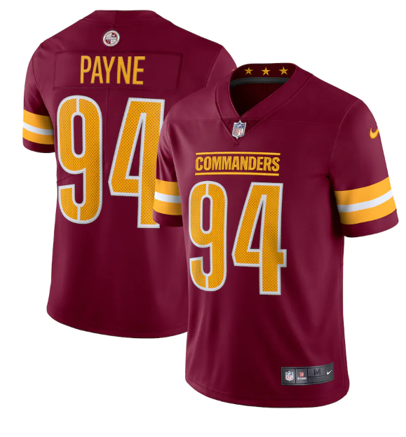 Washington Commanders #94 Da'Ron Payne 2022 Burgundy Vapor Limited Stitched Jersey - WAC73
