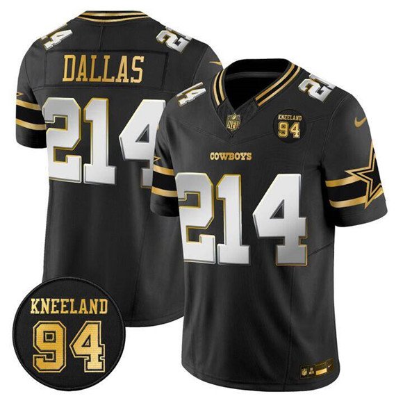 Black Dallas Cowboys #214 Dallas 2025 F.U.S.E. 94 Marshawn Kneeland Memorial Patch Vapor Limited Stitched Football Jersey - DLC260