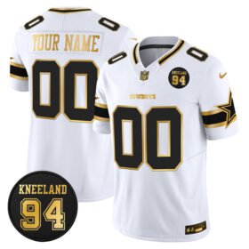 White Gold Dallas Cowboys Active Player Custom 2025 F.U.S.E. 94 Marshawn Kneeland Memorial Patch Vapor Limited Stitched Football Jersey - DLC158