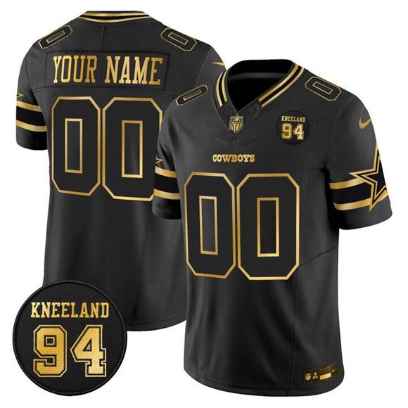 Black Gold Dallas Cowboys Active Player Custom 2025 F.U.S.E. 94 Marshawn Kneeland Memorial Patch Vapor Limited Stitched Football Jersey - DLC180