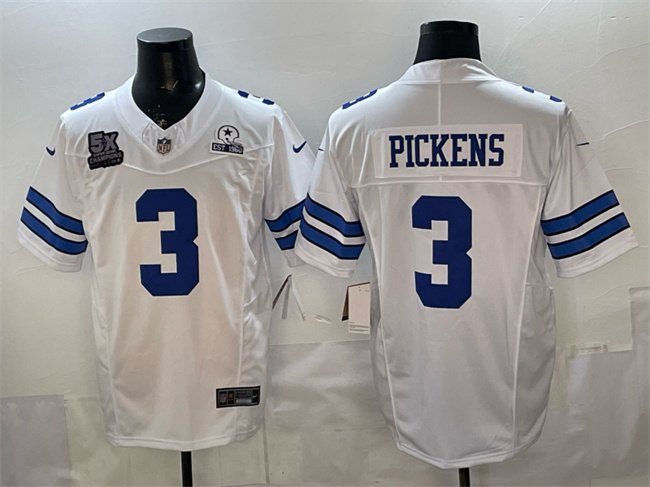 White Dallas Cowboys #3 George pickens F.U.S.E. With 5x Super Bowl Champions & Established In 1960 Patch Vapor Limited Stitched Football Jersey - DLC200