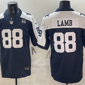 Navy Dallas Cowboys #88 CeeDee Lamb F.U.S.E. 94 Marshawn Kneeland Memorial Patch Vapor Limited Stitched Football Jersey - DLC347