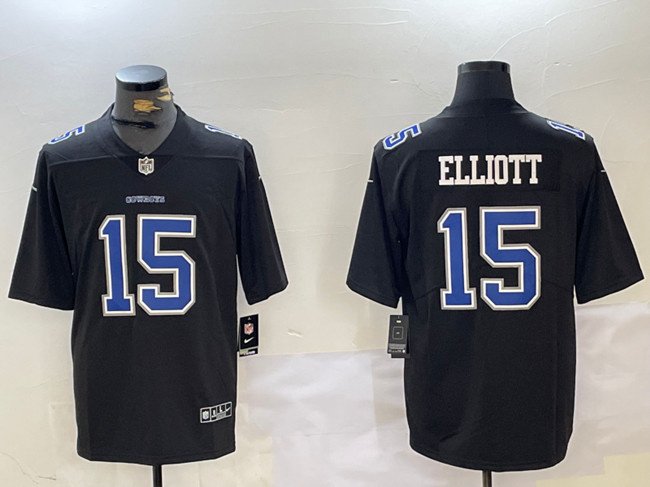 Black Dallas Cowboys #15 Ezekiel Elliott Throwback Vapor Untouchable Limited Stitched Football Jersey - DLC244