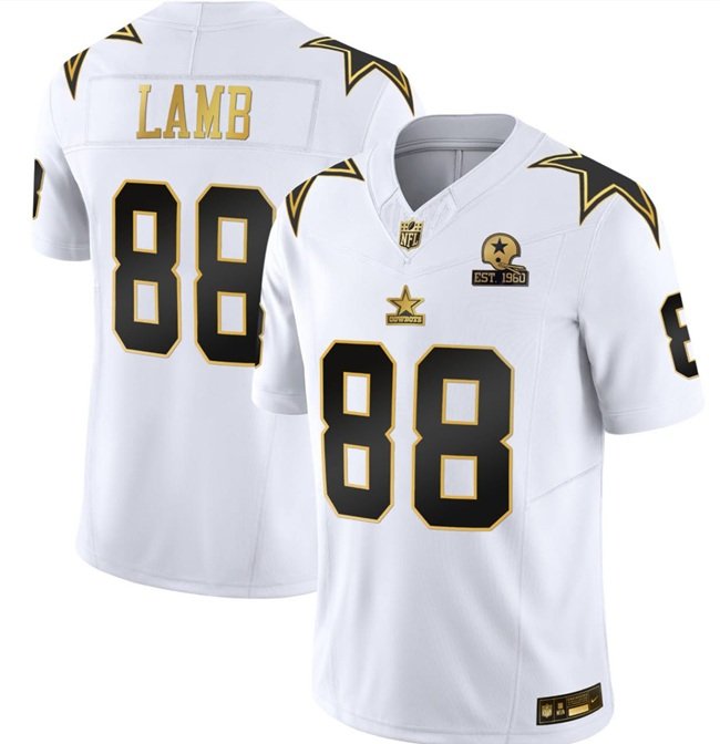 White Gold Dallas Cowboys #88 CeeDee Lamb F.U.S.E. With Established In 1960 Patch Vapor Limited Stitched Football Jersey - DLC415