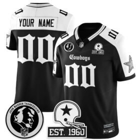 Black/White Dallas Cowboys Active Player Custom 2025 F.U.S.E. With John Madden Patch & Established In 1960 Patch Vapor Limited Stitched Football Jersey - DLC224