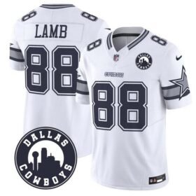 White Dallas Cowboys #88 CeeDee Lamb F.U.S.E. With 'Dallas City' Patch Vapor Limited Stitched Football Jersey - DLC447
