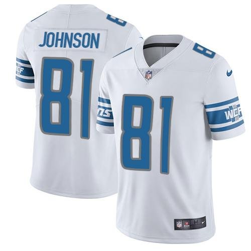 Nike Lions #81 Calvin Johnson White Stitched NFL Vapor Untouchable Limited Jersey - DTL163