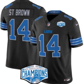Black Detroit Lions #14 Amon-Ra St. Brown 2024 NFC North Champions F.U.S.E. Vapor Limited Stitched Jersey - DTL145