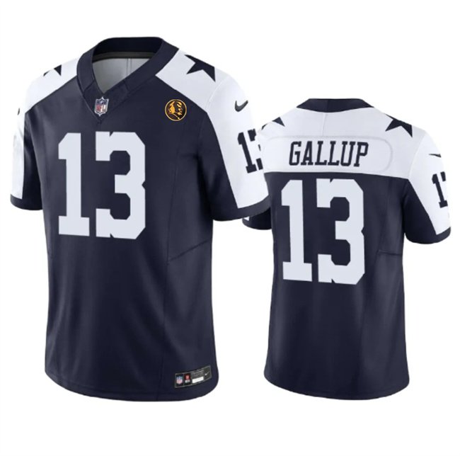 Navy Dallas Cowboys #13 Michael Gallup 2023 F.U.S.E. With John Madden Patch Thanksgiving Vapor Limited Stitched Football Jersey - DLC112