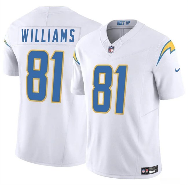 White Los Angeles Chargers #81 Mike Williams 2024 F.U.S.E Vapor Limited Stitched Football Jersey - LCJ187