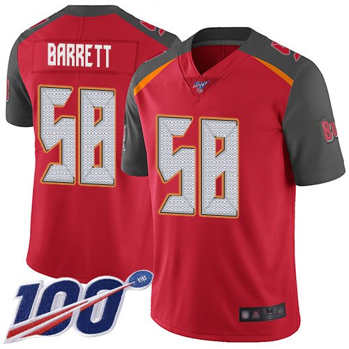 Nike Buccaneers #58 Shaquil Barrett Red Team Color Stitched NFL 100th Season Vapor Limited Jersey - TBB14