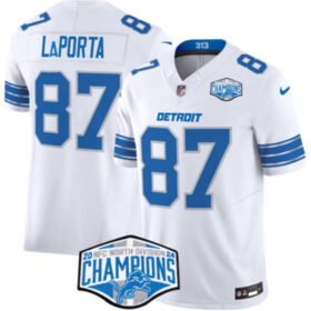White Detroit Lions #87 Sam LaPorta 2024 NFC North Champions F.U.S.E. Vapor Limited Stitched Jersey - DTL116