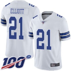 Nike Cowboys #21 Ezekiel Elliott White Stitched NFL 100th Season Vapor Limited Jersey - DLC360