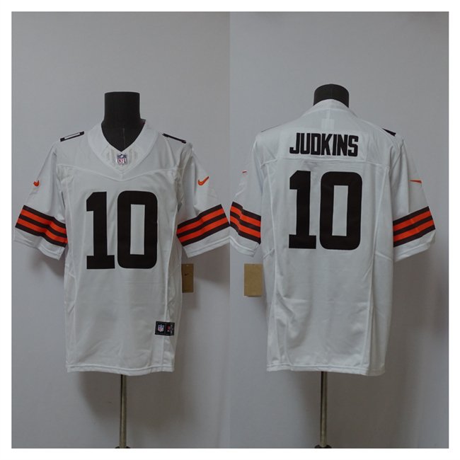 White Cleveland Browns #10 Quinshon Judkins 2025 Draft F.U.S.E. Vapor Limited Stitched Football Jersey - CLB15