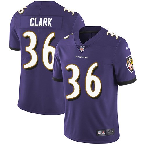 Nike Ravens #36 Chuck Clark Purple Team Color Stitched NFL Vapor Untouchable Limited Jersey - BRJ292