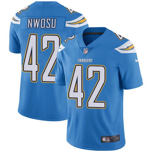 Nike Chargers #42 Uchenna Nwosu Electric Blue Alternate Stitched NFL Vapor Untouchable Limited Jersey - LCJ244