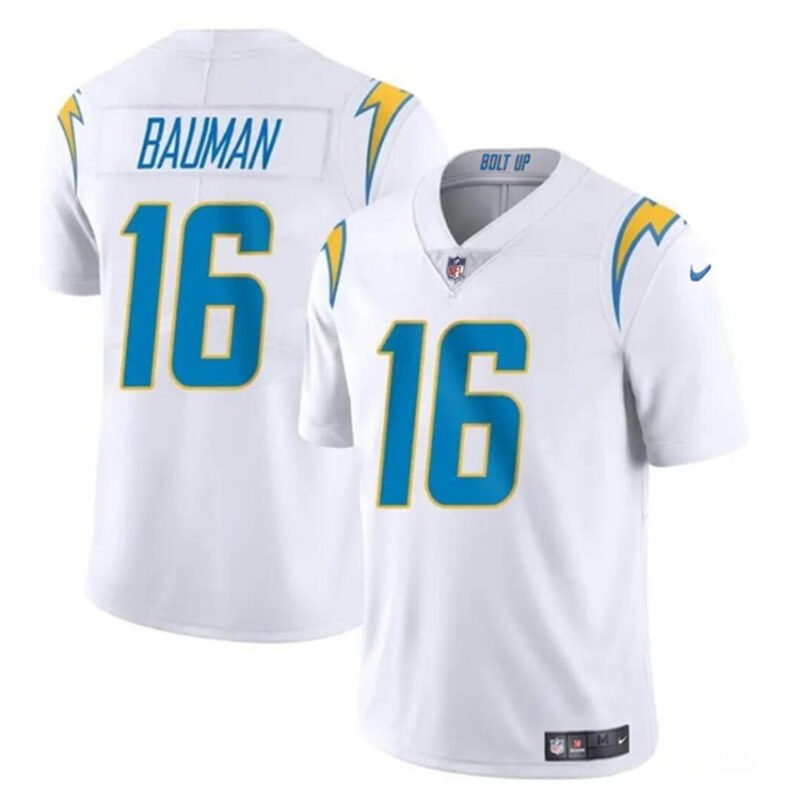 White Los Angeles Chargers #16 Casey Bauman 2024 Vapor Limited Stitched Football Jersey - LCJ52