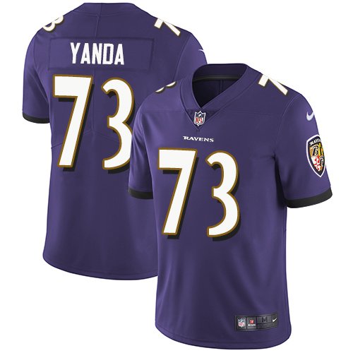 Nike Ravens #73 Marshal Yanda Purple Team Color Stitched NFL Vapor Untouchable Limited Jersey - BRJ158
