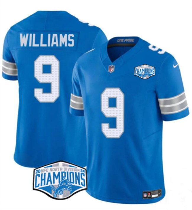 Blue Detroit Lions #9 Jameson Williams 2024 NFC North Champions F.U.S.E. Vapor Limited Stitched Jersey - DTL131