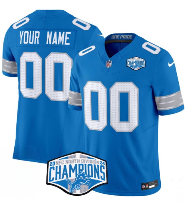 Blue Detroit Lions Active Player Custom 2024 NFC North Champions F.U.S.E. Vapor Limited Stitched Jersey - DTL102