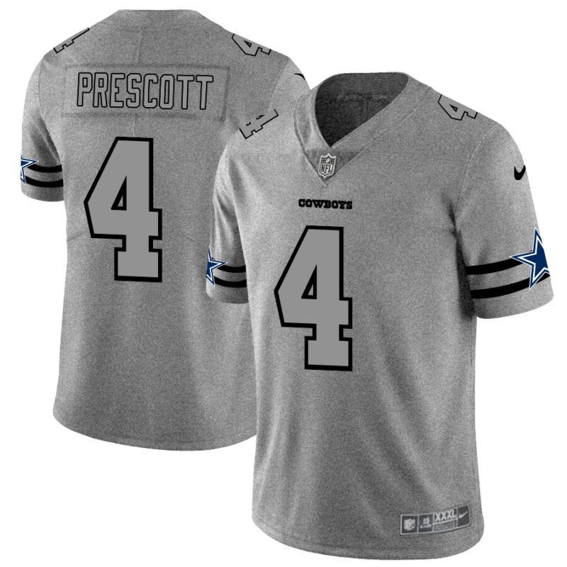 Dallas Cowboys #4 Dak Prescott Nike Gray Gridiron II Vapor Untouchable Limited NFL Jersey - DLC431