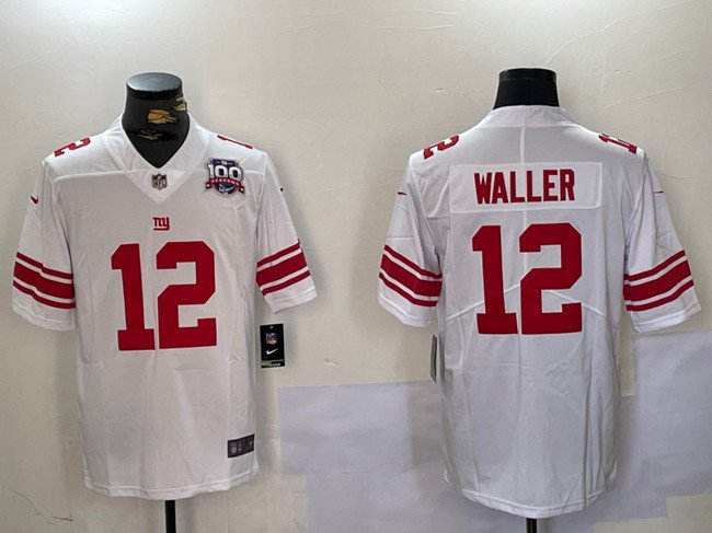 White New York Giants #12 Darren Waller With 100TH Season Patch Vapor Untouchable Limited Stitched Jersey - NYG192
