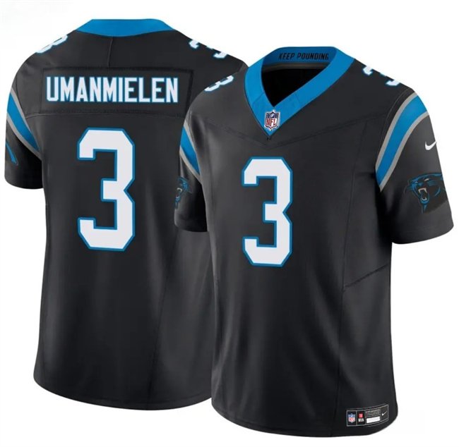 Black Carolina Panthers #3 Princely Umanmielen 2025 F.U.S.E. Vapor Limited Stitched Football Jersey - CPJ31