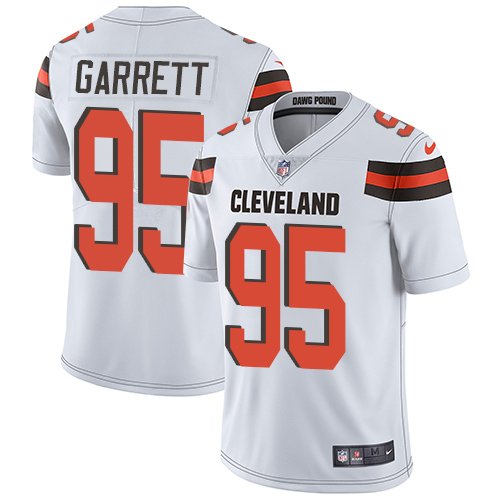 Nike Browns #95 Myles Garrett White Stitched NFL Vapor Untouchable Limited Jersey - CLB278