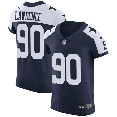 Nike Cowboys #90 Demarcus Lawrence Navy Blue Thanksgiving Stitched NFL Vapor Untouchable Throwback Elite Jersey - DLC72