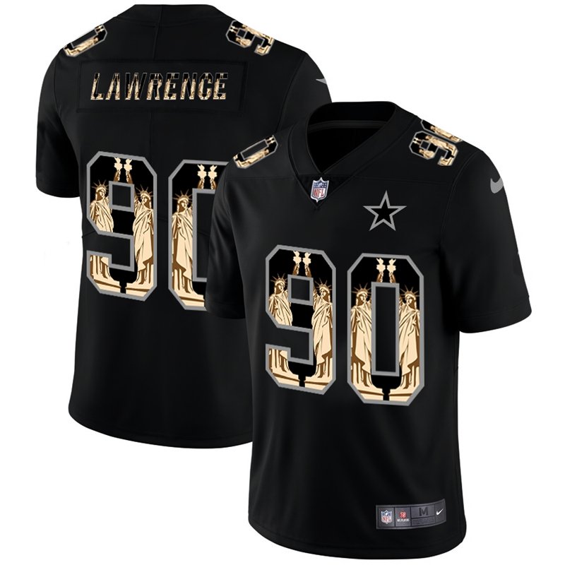 Dallas Cowboys #90 Demarcus Lawrence Carbon Black Vapor Statue Of Liberty Limited NFL Jersey - DLC84