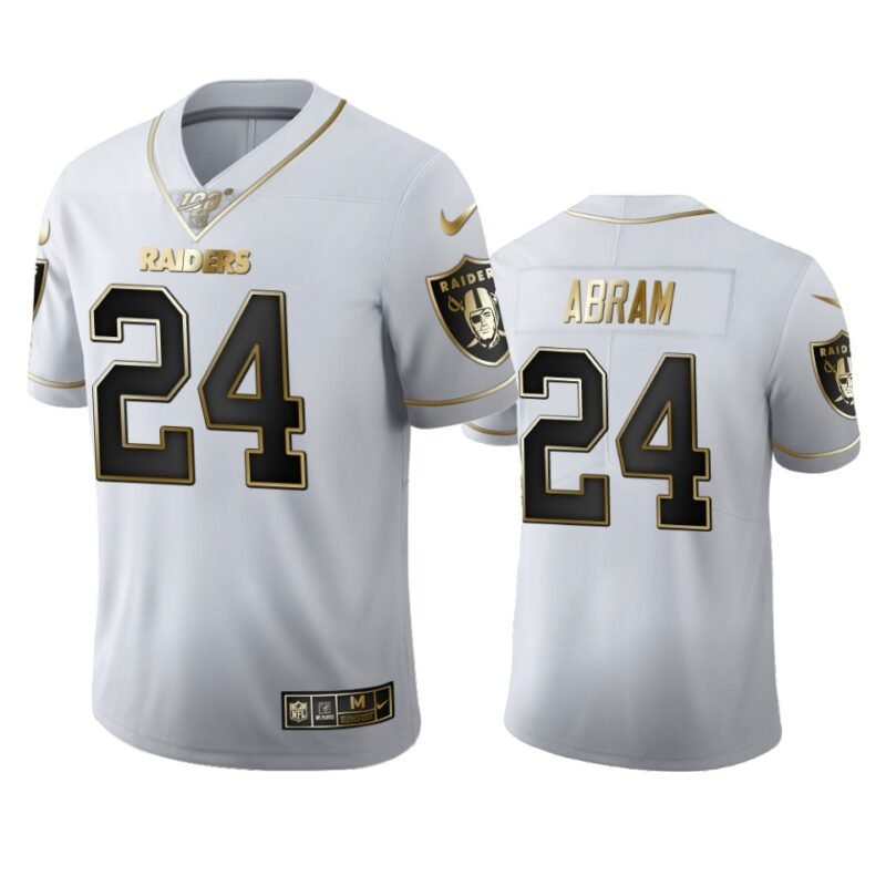 Las Vegas Raiders #24 Johnathan Abram Nike White Golden Edition Vapor Limited NFL 100 Jersey - LVR239