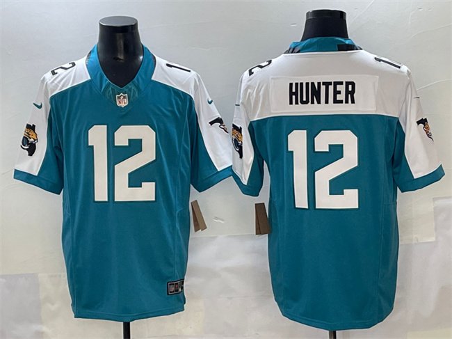 Teal/White Jacksonville Jaguars #12 Travis Hunter 2025 Draft F.U.S.E. Florida Patch Vapor Limited Stitched Football Jersey - JVG02