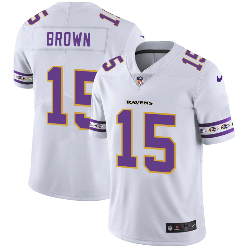 Baltimore Ravens #15 Marquise Brown Nike White Team Logo Vapor Limited NFL Jersey - BRJ06