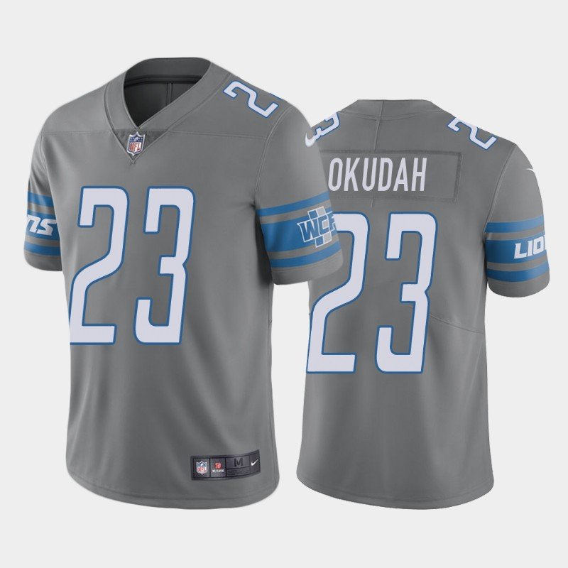 Detroit Lions #23 Jeff Okudah Grey Vapor Untouchable Limited Stitched NFL Jersey - DTL327