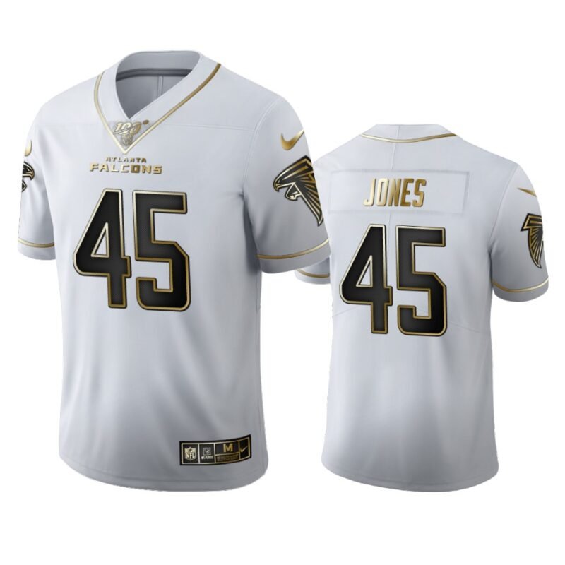 Atlanta Falcons #45 Deion Jones Nike White Golden Edition Vapor Limited NFL 100 Jersey - AFJ60