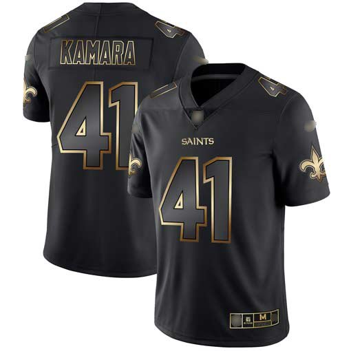 Nike Saints #41 Alvin Kamara Black/Gold Stitched NFL Vapor Untouchable Limited Jersey - NOS42