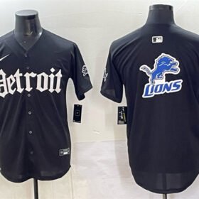 Black Detroit Lions Team Big Logo 'Motor Gothic Edition' Vapor Premier Limited Stitched Jersey - DTL274