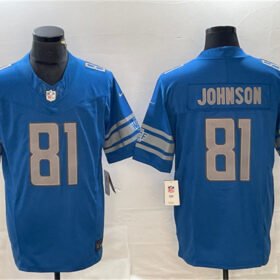 Blue Detroit Lions #81 Calvin Johnson 2023 F.U.S.E. Vapor Untouchable Limited Stitched Jersey - DTL206