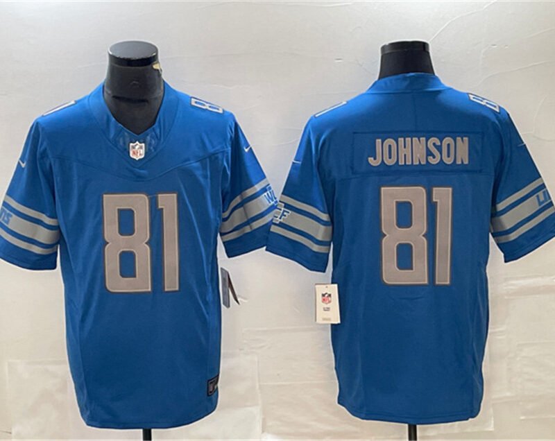 Blue Detroit Lions #81 Calvin Johnson 2023 F.U.S.E. Vapor Untouchable Limited Stitched Jersey - DTL206