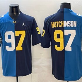 Blue Navy Detroit Lions X Wolverines #97 Aidan Hutchinson Split Vapor Limited Stitched Jersey - DTL361