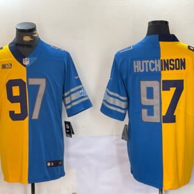 Yellow Blue Split Detroit Lions #97 Aidan Hutchinson Vapor Limited Stitched Jersey - DTL287