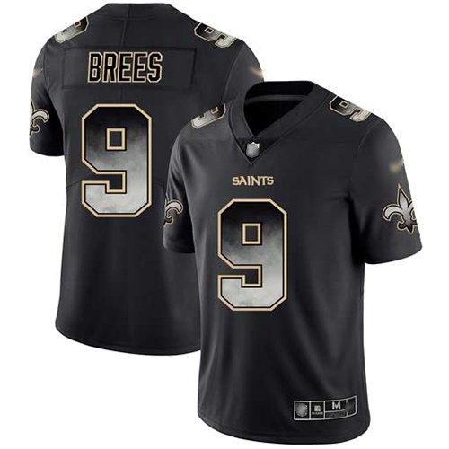 Nike Saints #9 Drew Brees Black Stitched NFL Vapor Untouchable Limited Smoke Fashion Jersey - NOS210