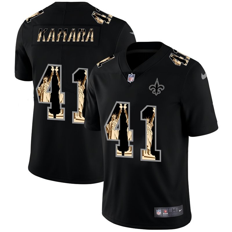 New Orleans Saints #41 Alvin Kamara Carbon Black Vapor Statue Of Liberty Limited NFL Jersey - NOS192