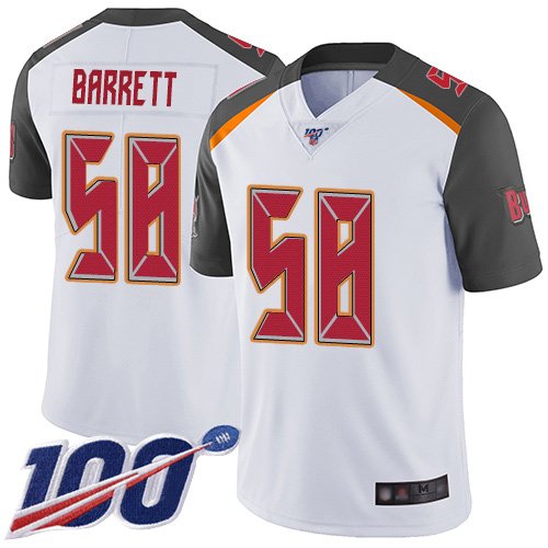 Nike Buccaneers #58 Shaquil Barrett White Stitched NFL 100th Season Vapor Limited Jersey - TBB156