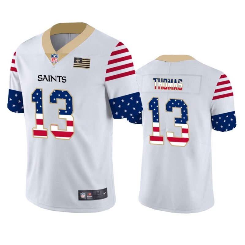 New Orleans Saints #13 Michael Thomas White Nike Team Logo USA Flag Vapor Untouchable Limited NFL Jersey - NOS138