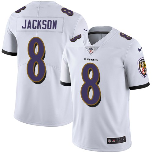 Nike Ravens #8 Lamar Jackson White Stitched NFL Vapor Untouchable Limited Jersey - BRJ177